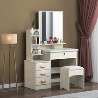 Commode nordique blanche en MDF avec miroir et 6 tiroirs, meuble moderne réglable pour chambre/entrepôt