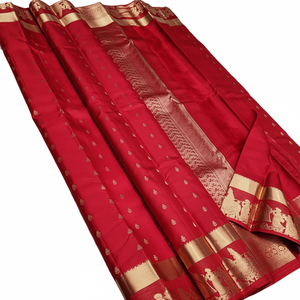 Maharashtra Style Up Coming Festive Special Soft Lichi Silk Fabric Jacquard Border Saree con pieza de blusa para correr sin costuras - Product Image 1