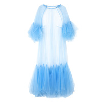 Robe Midi Vintage en Tulle Transparent Plissé Superposé, Style Perspectif, Printemps Automne, Froncée, Taille Unique, pour Soirée