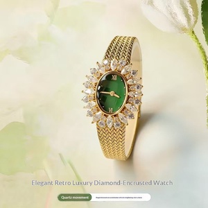 Elegante Reloj Ovalado de Latón con Incrustaciones de Diamantes y Zafiro para <span class=keywords><strong>Mujer</strong></span>, Estilo Retro Glamuroso, Movimiento de Cuarzo <span class=keywords><strong>Citizen</strong></span>, Correa Acrílica, Moda de Lujo - Product Image 3