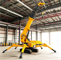 Grue araignée de 3 tonnes avec nacelle pour personnel, stabilisateurs hydrauliques complets pour le nettoyage de fenêtres à grande hauteur