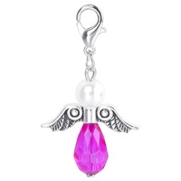 Breloques à clip en perles de verre, breloques ailes d'ange gardien, breloques ailes d'ange avec fermoir à homard pour bracelet, collier, tirette de fermeture éclair, porte-clés
