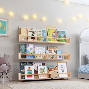 Estanterías de pared <span class=keywords><strong>flotantes</strong></span> de madera Juego de 3 estantes de guardería que ahorran espacio con diseño de cuentas para <span class=keywords><strong>dormitorio</strong></span> de niños - Product Image 6