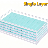Boîte de rangement transparente en acrylique pour tuiles de mahjong, design simple ou double couche, boîte de rangement de bureau anti-poussière pour tuiles de jeu de mahjong