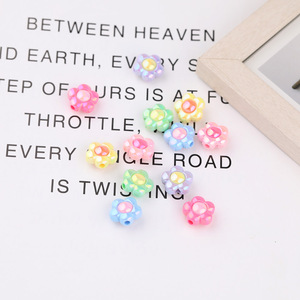Floral Plated Acrylic Beads 8mm Flower Shape Color Random for <b>Bracelet</b> Making DIY Jewelry Accessories - Product Image 1