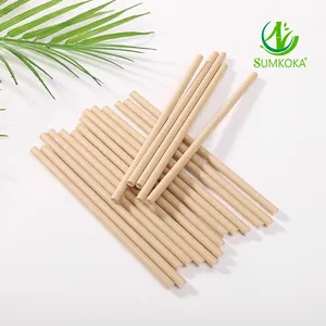 Individual Wrapped Natural Color Flat Mouth Sugarcane Straw For Milk Tea