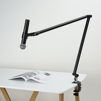Support de microphone et de téléphone en gros, support d'ordinateur, support de suspension, 115 cm, réglable à 180°, rotatif à 360°, support en aluminium à deux sections
