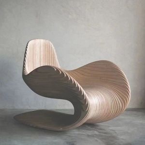 Sillón de Ocio MR de Forma Única y Moderna con Diseño Minimalista, Sillón Decorativo de Madera Maciza para el Hogar y Hotel - Product Image 1