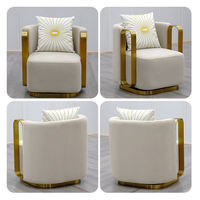 Fauteuil pivotant moderne en tissu, structure en métal doré de luxe, chaise simple en velours pour salon