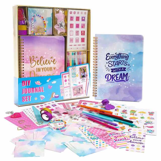 DIY Journal Kit Birthday Gift for Teenage Girls-Planner Scrapbook Gift Box & Diary Set