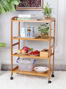 Carrito de cocina de bambú de 3 niveles con ruedas, estante para postres, organizador de almacenamiento móvil para frutas, libros y artículos esenciales para el hogar (OEM/ODM) - Product Image 2