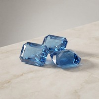 Pierre précieuse en zircone cubique bleue de laboratoire, taille octogonale 9x7mm, avec éclat de feu, pour bijoux