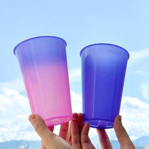 Wsy865 Custom Temperature Change Color 16Oz 22Oz <b>Plastic</b> <b>Drinking</b> <b>Cups</b> Party Mood Stadium <b>Cup</b> With Logo - Product Image 4