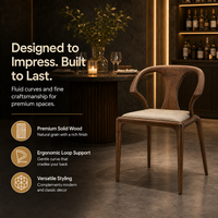 Fauteuil en bois à dossier cornu avec barre supérieure courbée, structure en bois de frêne massif, siège rembourré, pour restaurant, hôtel, café, bistrot, salle à manger