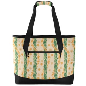 Bolsa Térmica Grande con Cierre de Cremallera Hawaii Maile, Bolsa Reutilizable para Entrega de Alimentos, Bolsa Térmica para Compras con Diseño de Flor Puakenikeni - Product Image 2