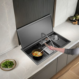 Grifo de Cocina Moderno de Acero Inoxidable 304 Negro Nano Cepillado, Hecho a Mano, de un Solo Tazón, con 5 Años de Garantía para Uso Doméstico - Product Image 2