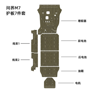 Plaque de protection sous châssis Wenjie M7, ensemble de 7 pièces pour véhicule électrique AITO, en acier au manganèse, aluminium et alliage de magnésium - Product Image 1