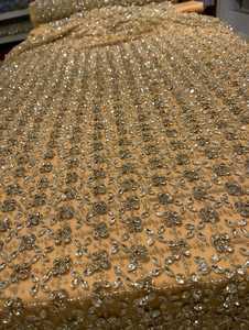 Luxury Beaded Mesh Lace Fabric with <b>Sequins</b> and Hand Embroidery for Stylish Dressmaking <b>Material</b> - Product Image 2