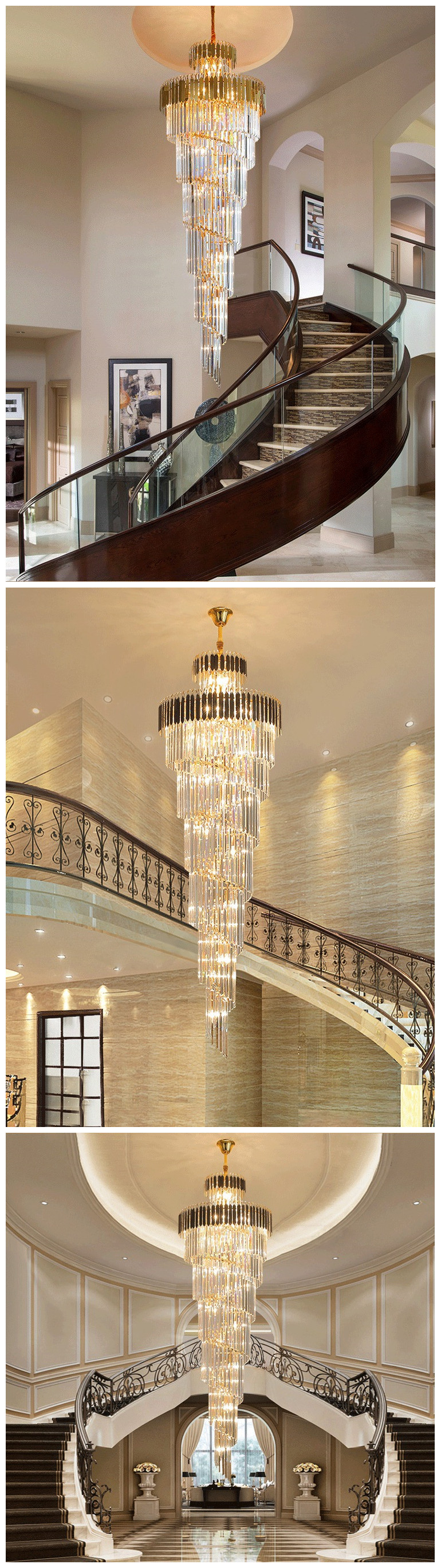 Modern Gold Luxury Crystal Led Chandelier Light For Dining
