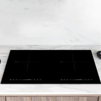 Booster 2200W + 2200W Contrôle tactile et coulissant Double cuisinière à induction intégrée plaque de cuisson intégrée Rappel vocal en braille facile à lire