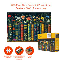 Puzzle personnalisé 1000 pièces, motif fleurs sauvages vintage, avec cartes grises miniatures, Heidelberg, lignes de découpe, zonage de lettres au dos, plastification brillante