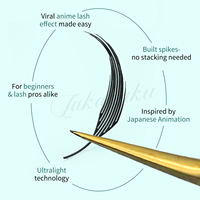 Cils pré-faits LAKANAKU, cils en forme de tour d'anime, ultra légers, imprimés en 3D, cils d'anime, extension de cils de manga