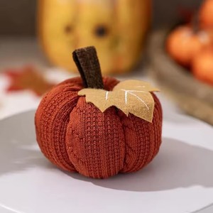 Nueva Mini Calabaza Tejida de Otoño con Decoración de Hojas de Arce, Adorno para Centro de Mesa de Halloween y Día de Acción de Gracias, Regalos - Product Image 2