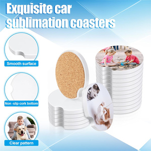 Posavasos de cerámica para sublimación de coche de estilo clásico, posavasos de piedra para coche con parte trasera de corcho para mantener el derrame de bebidas - Product Image 4