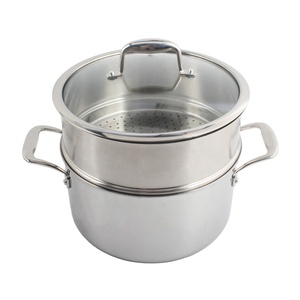 Dishwasher Safe <b>for</b> Gas and <b>Induction</b> Cookers Stainless Steel Soup <b>Pot</b> with Lid and Steamer Insert - Product Image 3