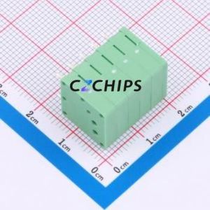 MX205R-3.5-05P-GN01-Cu-A Spring Terminal Block Through hole Component THT,P=3.5mm Connector 1x5P 3.5mm Green Right Angle Insert - Product Image 2