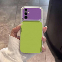 Étui de téléphone portable en cuir double violet et vert, coque blanche Corning, coque arrière pour iPhone 16 12 15 18 17 Air Pro Max