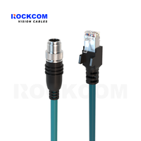M12 x-kode 8Pin jantan ke RJ45 kabel Ethernet Gigabit Flex tinggi opsional IP67 kamera industri kabel Congex 84901-2001