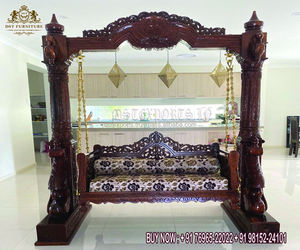 Columpio Tradicional de Madera de Teca Hecho a Mano de Alta Calidad, Columpio del Sur de la India con Base de Elefante, Tallado Moderno, Duradero, Tamaño Personalizable - Product Image 6