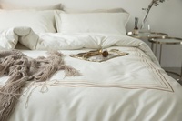 Parure de lit 4 pièces en fibre de bambou 100% tissée, haute qualité, rafraîchissante, anti-bactérienne, personnalisable, unie ou rayée, pour l'été