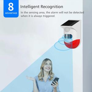 Năng lượng mặt trời Powered không dây <span class=keywords><strong>433MHz</strong></span> cảm biến chuyển động hồng ngoại Detector Strobe Siren 120dB báo động không thấm nước PIR cảm biến - Product Image 3