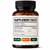 Capsules d'extrait de gingembre standardisé, gingérol à 10 %, soluble dans l'eau, OEM, ODM, étiquette privée personnalisée, approvisionnement en vrac
