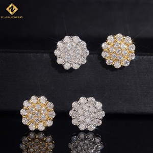 925 Sterling <b>Silver</b> Platinum Plated Moissanite Flower <b>Stud</b> Earrings Women's Wedding Party Princess Cut Trendy New Style - Product Image 6