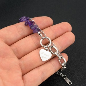 Pulsera de Cadena con Diseño Exclusivo y Eslabones de Grava Morada, Chapada en Plata de Acero de Titanio, Unisex, Joyería Sencilla, Popular 2026 - Product Image 1