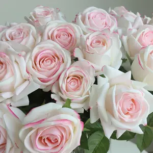 Yb1809 Ronde Kop Rozen Kunstmatige Real Touch Rose Bloemen Voor Indoor Tafel