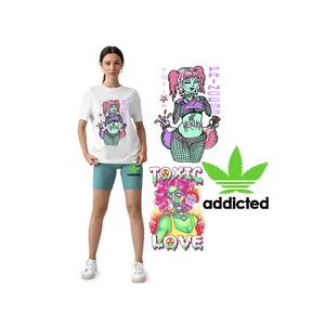 공장 맞춤형 티셔츠 만화 트렌디 브랜드 핫 드로잉 빨 의류 마이크로 라벨 맞춤형 디자인 전송 스티커