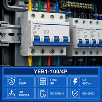 YUYE YEB1-100A Miniature Circuit Breaker (MCB) 6KA 4P 6A 400V/230V 50/60Hz Perlindungan LSI Kurva BCD C OEM