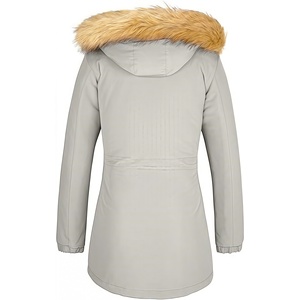 Veste d'hiver légère imperméable pour <span class=keywords><strong>femme</strong></span>, <span class=keywords><strong>parka</strong></span> longue coupe-vent <span class=keywords><strong>avec</strong></span> <span class=keywords><strong>capuche</strong></span> en fourrure amovible, manteau d'hiver en gros - Product Image 2