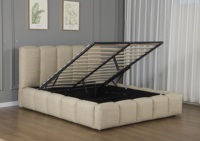 Tête de lit moderne Willsoon, design capitonné vertical, cadre en bois, revêtement en tissu, levage hydraulique, rangement, taille Queen/King