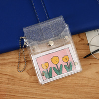Sac cosmétique en plastique PVC transparent jaune clair personnalisé avec bouton