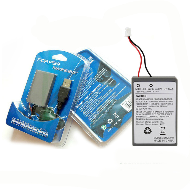 3.7V 2000mAh Rechargeable Battery Pack for PS4 Controller With Charging Cable