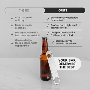 Ouvre-bouteille plat en acier inoxydable robuste personnalisé, style moderne, argent, fournitures pour barman, OEM/ODM disponible pour - Product Image 2