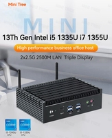 13Th Gen Fanless Mini PC Core I7 1355U Dual 2.5G LAN 2xHD-MI DP Triple 4K Win 11 Desktop Office Gamer Mini Computer Thunderbolt4