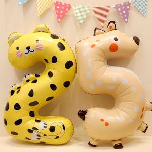 Globo de Aluminio con Número de 40 Pulgadas, Ecológico, para Decoración de Fiestas de Cumpleaños, Navidad y Halloween para Niños, con Diseño de Animales de Dibujos Animados - Product Image 1