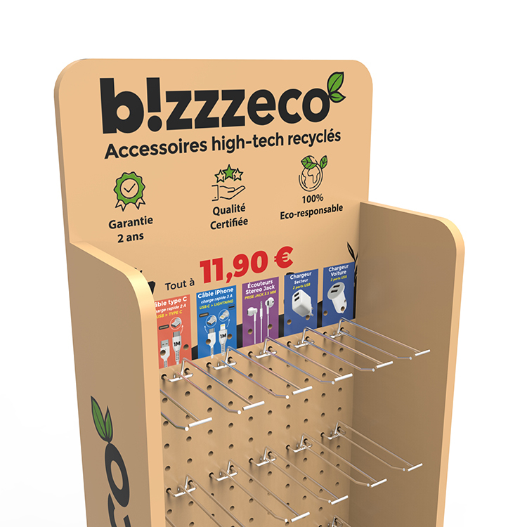 Free Standing Wood Pegboard Display Stand Earphone Display Rack for Retail Store — view 6