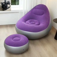 Fauteuil Gonflable Pliant Minimaliste Moderne pour Extérieur, Nouveau Style, avec Repose-Pieds et Rangement, Fauteuil Inclinable Individuel Floqué